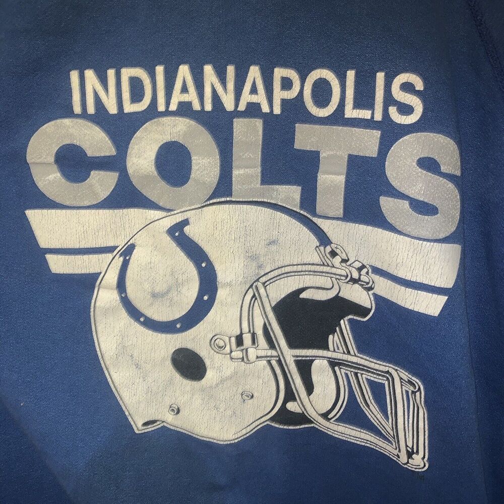 Vintage 90s NFL Indianapolis Colts Football Blue Trench Pullover Sweatshirt XXL - Picture 4 of 5